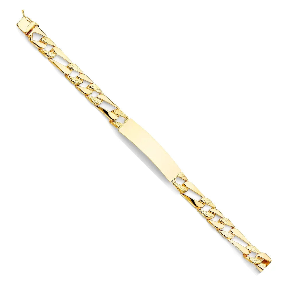 Gold Men’s 8" and Jewelry Women for Gold Yellow 14k for - Gift Nugget | ID Chain Bracelet Bracelets | Figaro Link Weight Elegant 13.6 Men| Stamp 14KY