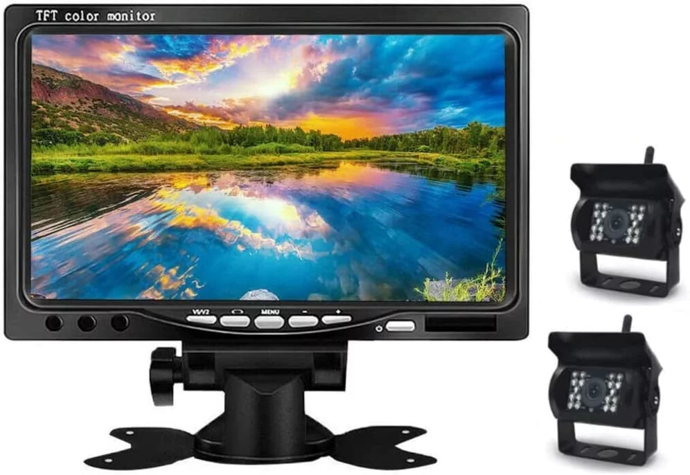 IR Wireless RV/SUV/Van/Pickup/Truck/Trailer RV 7 Camera 2 for and Kit Camera Backup Night Bileeko Vision inchMonitor Rear PCS View