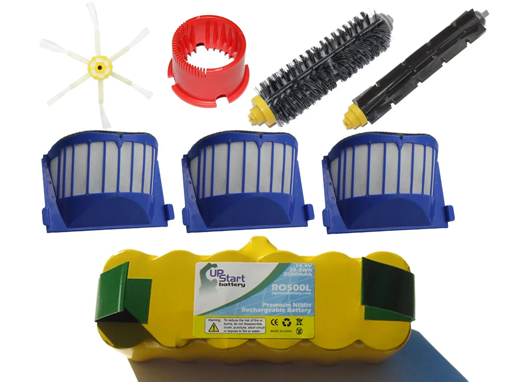 and 1 1 Brush Filter, Bristle 620 6-Arm Tool , Roomba Battery, Includes 1 Filter, Brush 3 Brush, Brush, - Beater Tool Beater 6-Arm Kit Brush , Battery, 1 Brush 1 Bristle iRobot and AeroVac