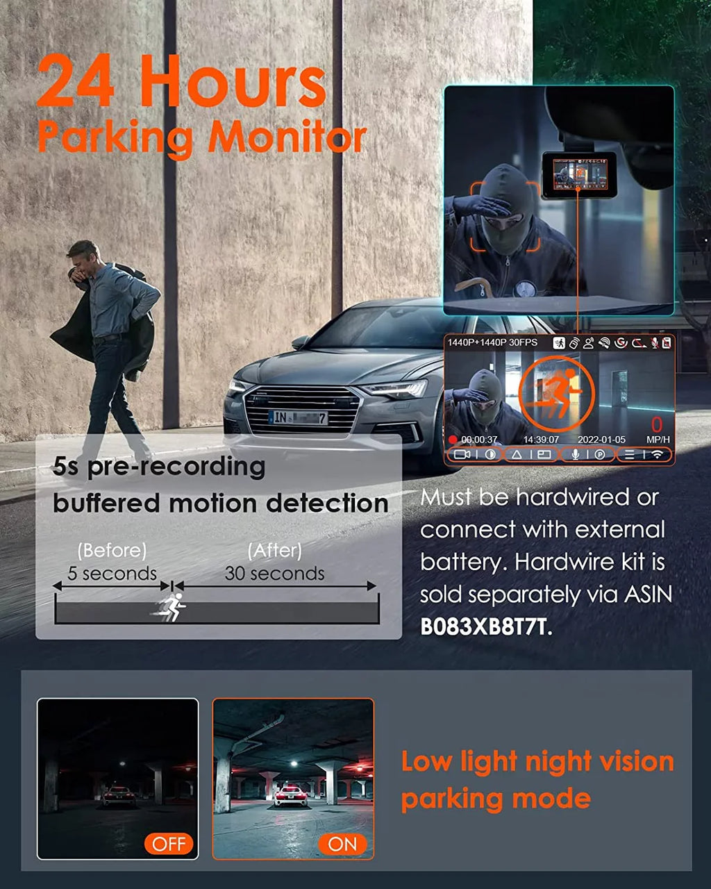 512GB GPS 1944P+1944P Control, Camera, Dash Cam Voice 2.5K Front E2 Motion Buffered with Vision, Detection, Car & Parking Night Mode, WiFi, 5G Dual Rear Capacitor, and Enhanced 24hrs Vantrue Support