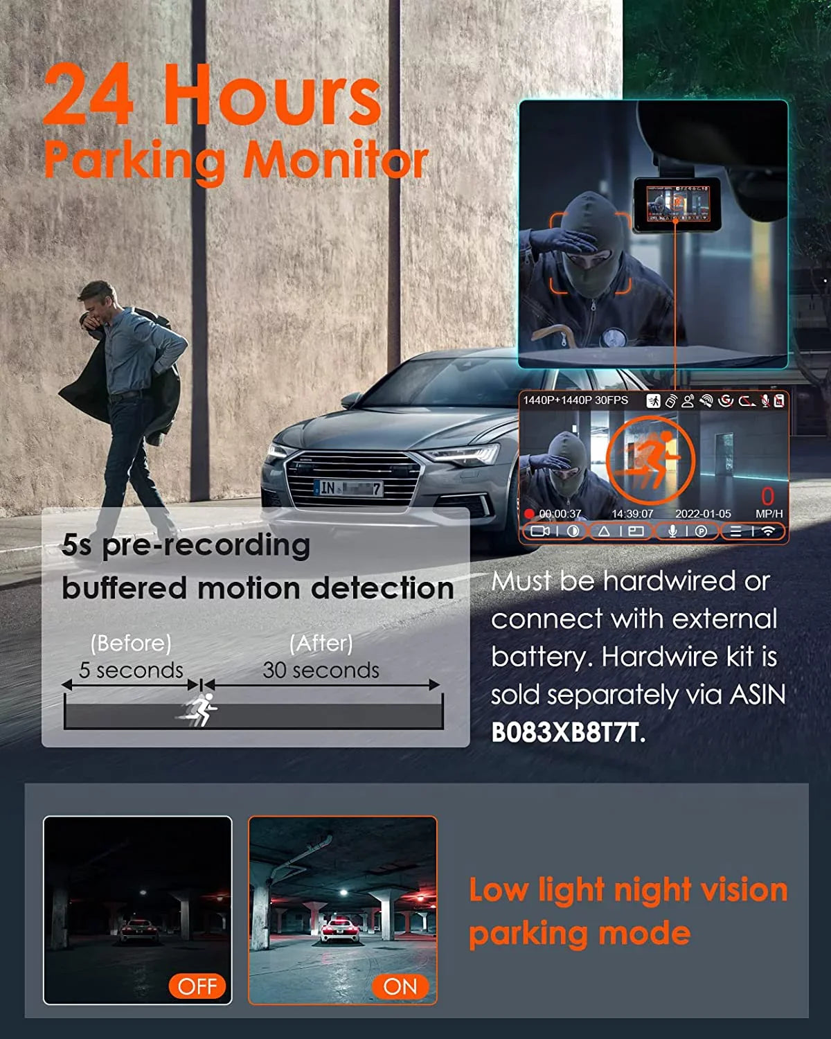 512GB GPS 1944P+1944P Control, Camera, Dash Cam Voice 2.5K Front E2 Motion Buffered with Vision, Detection, Car & Parking Night Mode, WiFi, 5G Dual Rear Capacitor, and Enhanced 24hrs Vantrue Support
