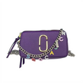 with Cross body Leather Snapshot Bag Logo Strap Chain Purple Women's