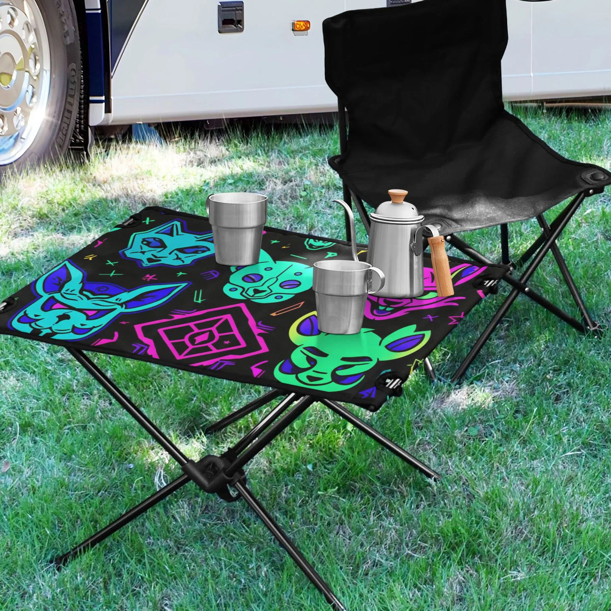 Table Travel Beach Table exterior Table Fishing Lions Camping Magic Devils Picnic with for Compact Portable BBQ Bag Storage Folding