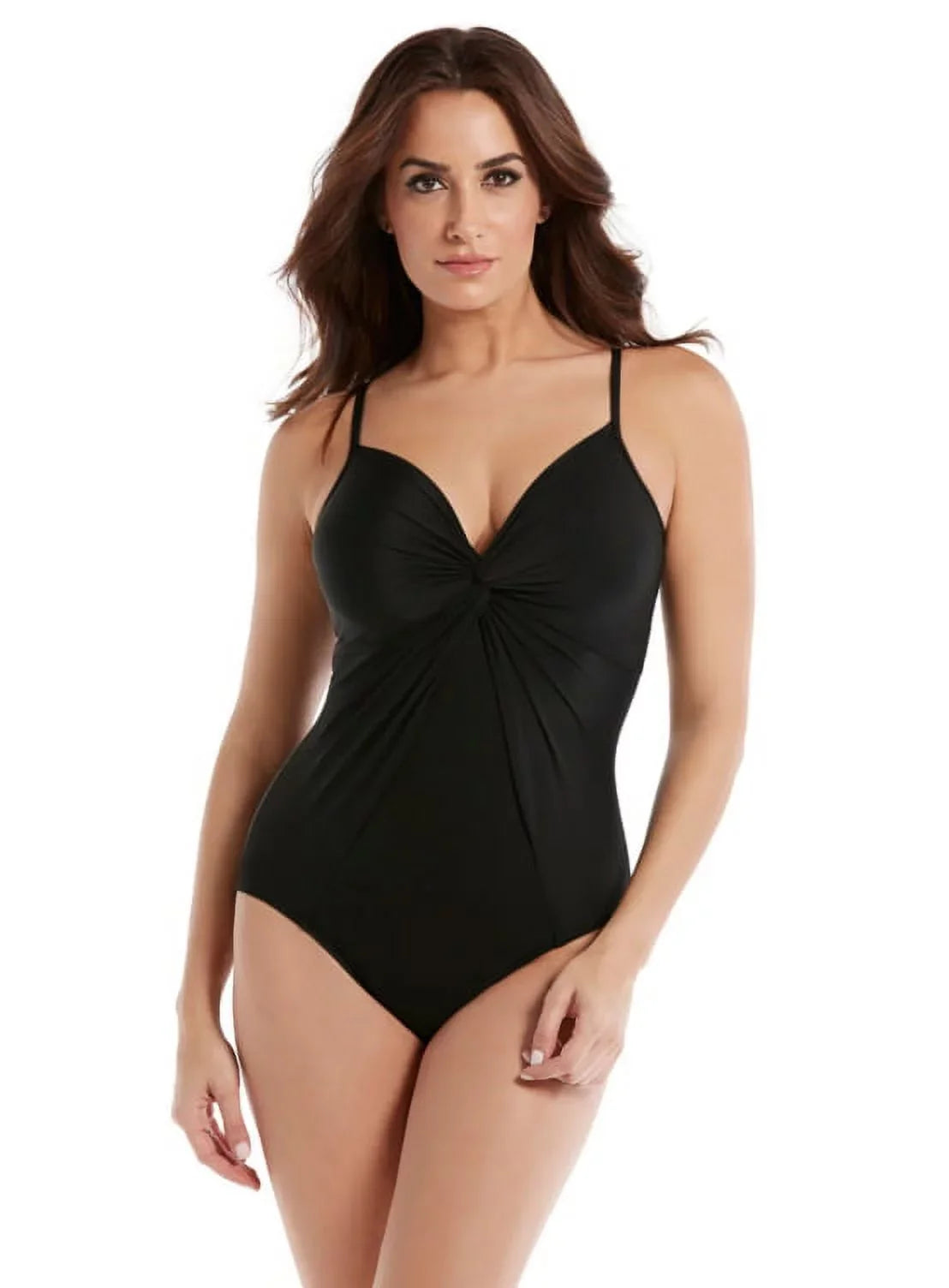 One Solid Swimsuit, Miraclesuit Love Piece BLACK Knot US Rock 10