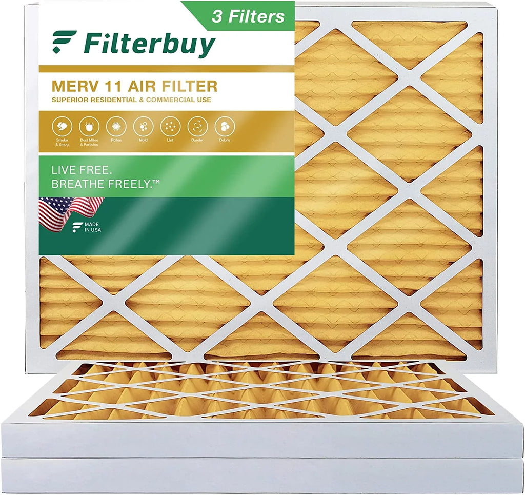 Filterbuy HVAC AC MERV Furnace Pleated Filters 11 Air 10x14x2 (3-Pack)