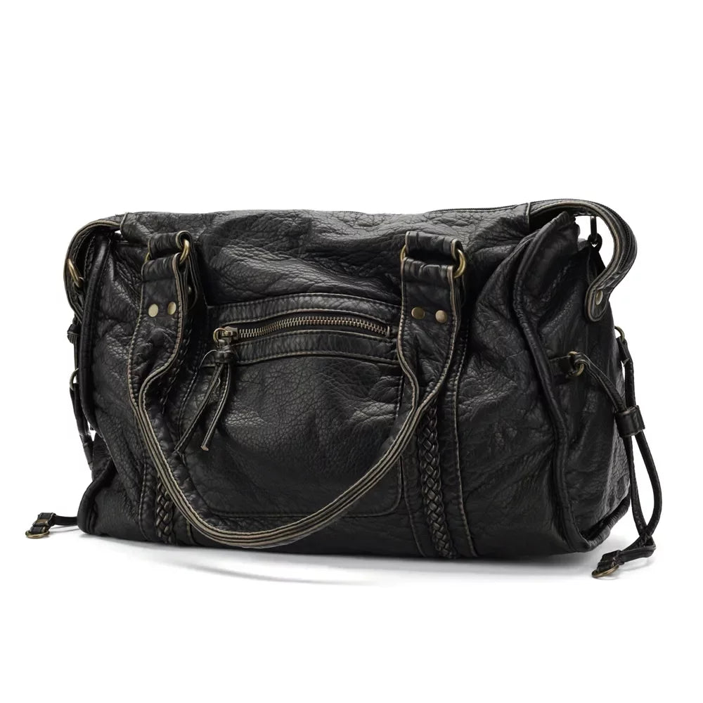Washed Leather grade Women Handbag Capacity Vegan Office Tote Vintage Bag Bag Travel Shoulder Bag Bag Women Leather Large for Bag