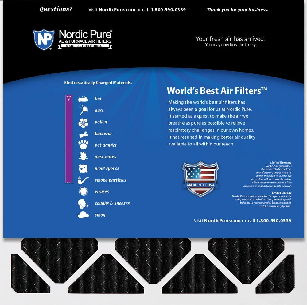 18x18x1 Odor Carbon Air Pure Furnace (17_3/4x17_3/4) Reduction 3 Pack Filters