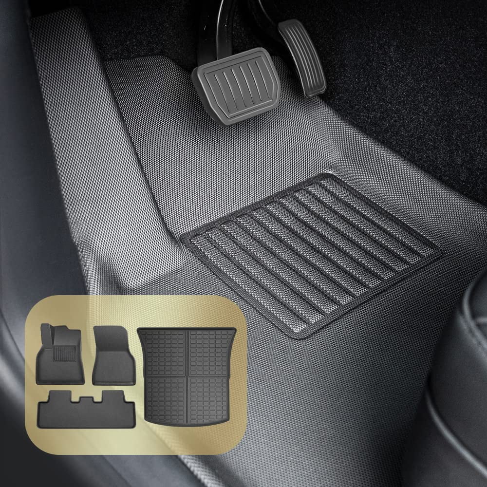 Y climate Fit for Duty Accessories Interior All Floor Mats, Liners 3D Custom Floor 2023-2021, Rear Model Car Floor Trunk Mat Tesla 4PCS Mats Model Mats TPE Y Heavy