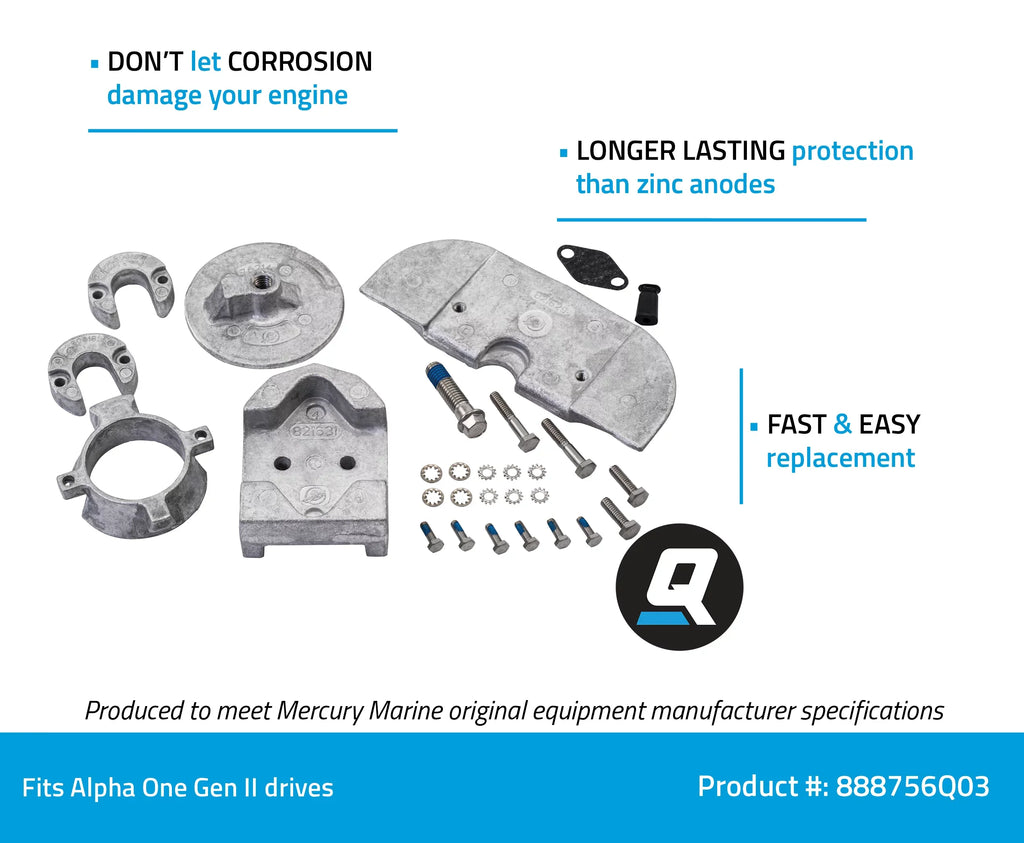 Quicksilver One Gen Anode Kit Alpha 888756Q03 II Aluminum