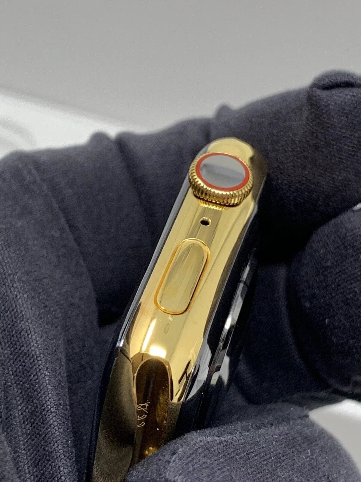 SERIES Diamond Plated 44MM Link Band Gold Rhinestones LTE 5 iWatch 24K Gold