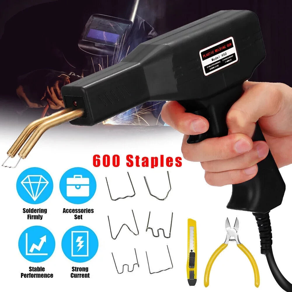 Car Welder Stapler Welding Gun Kit 600 Plastic Machine Bumper Repair Staples Hot