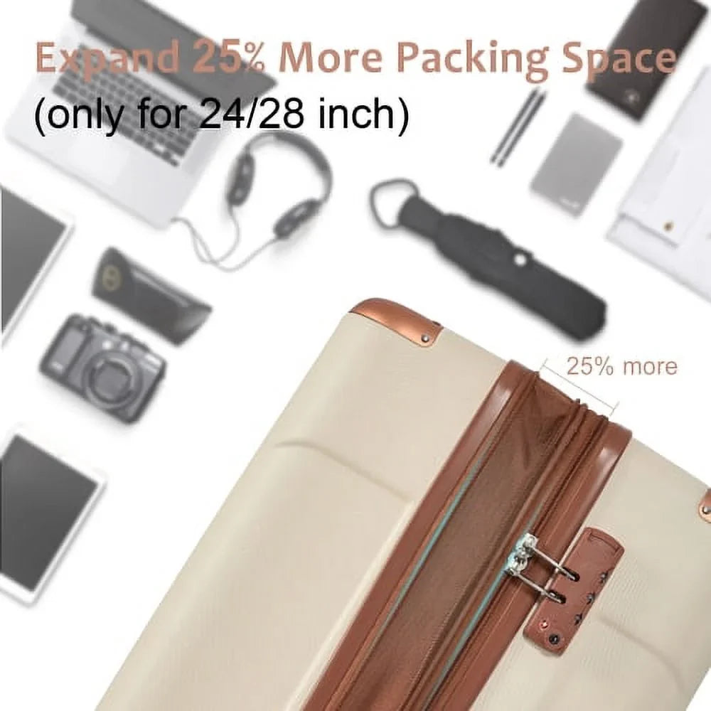 Suitcase (Single with Lock Spinner Luggage Hardshell 24'' Expandable TSA Luggage) Lightweight