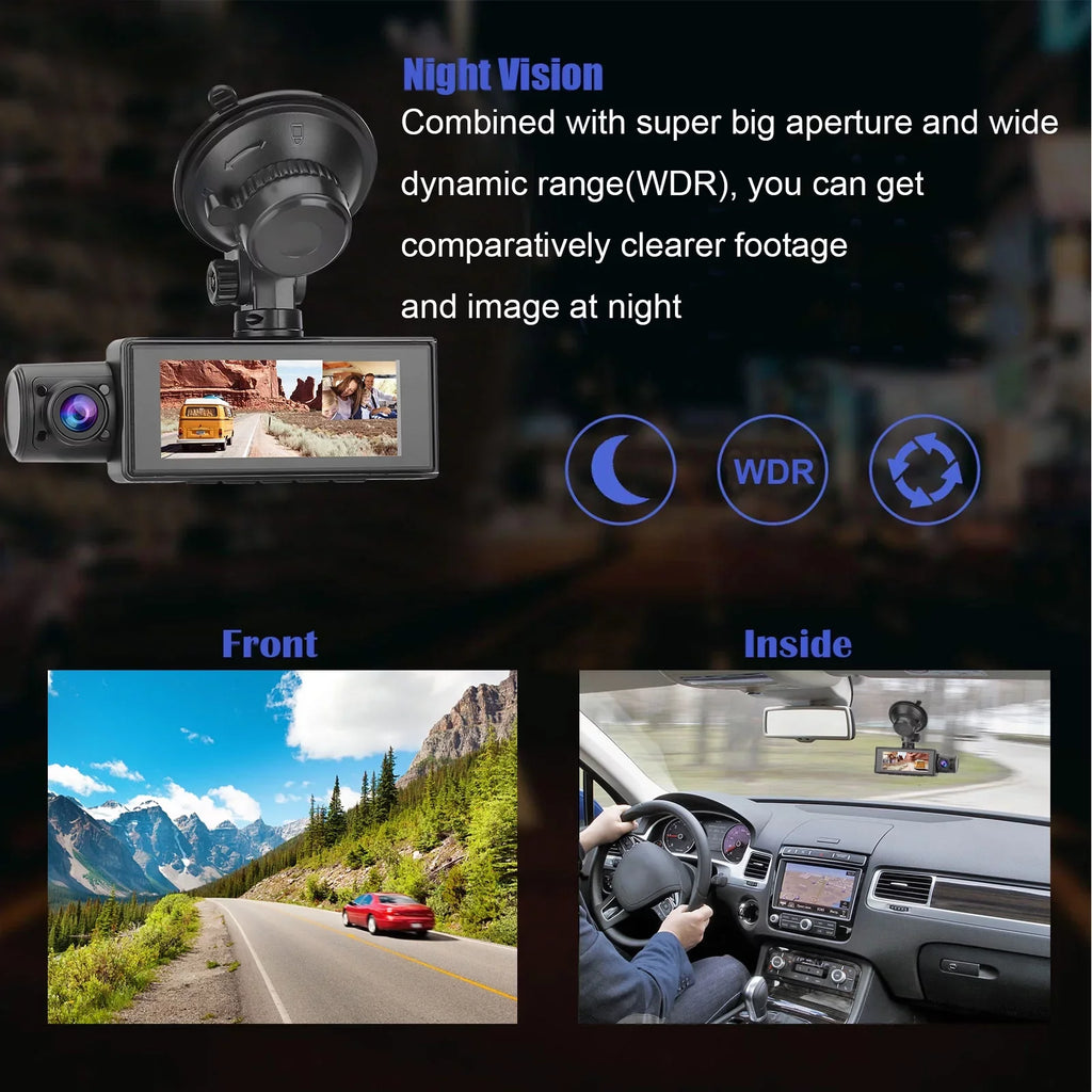 Cars, Recorder 170° Inside Cam, with Dash Loop 3.16inch Recording, Parking G-Sensor, Monitor, for Night Camera Vision, TSV Camera Angle 1080P Driving WDR Front Dual Screen, Wide