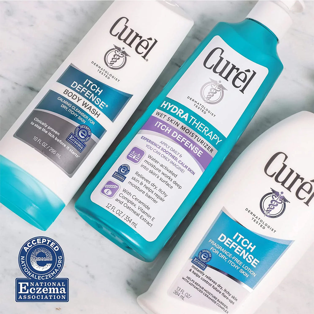 Itch Curel For Body Defense Dry 3 Pack Skin, Wash, 10 oz,