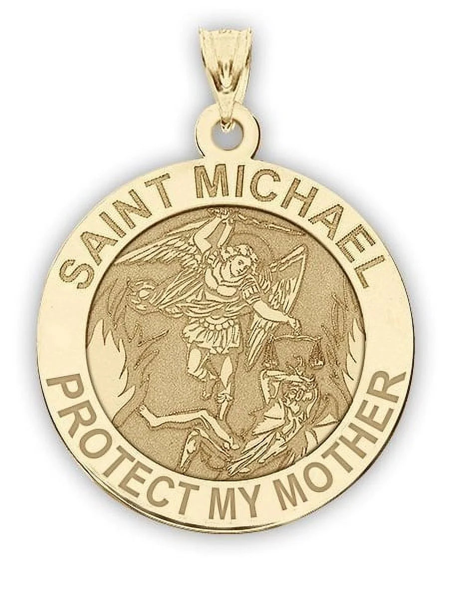 Mother - - dimension Protect Religious 14K Solid Medal Dime, My Gold Yellow Saint - of 2/3 Inch Michael