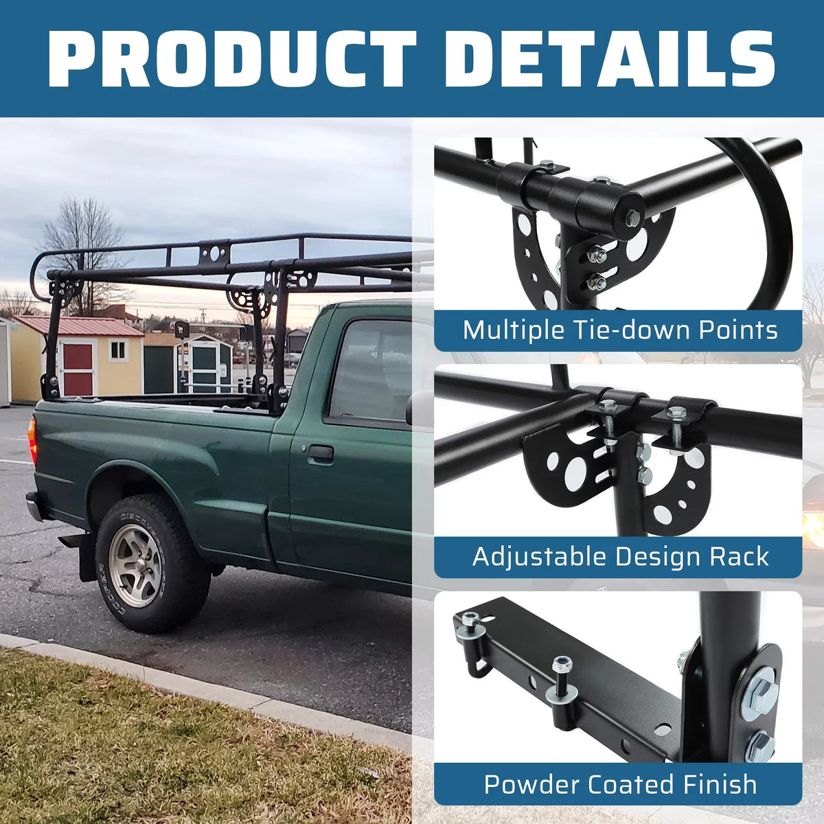 Rack dimension Lbs Truck Over-Cab Rack Utility Lumber Rack Adjustable Pickup Truck Full Ladder 60" Kayak 1000 HECASA