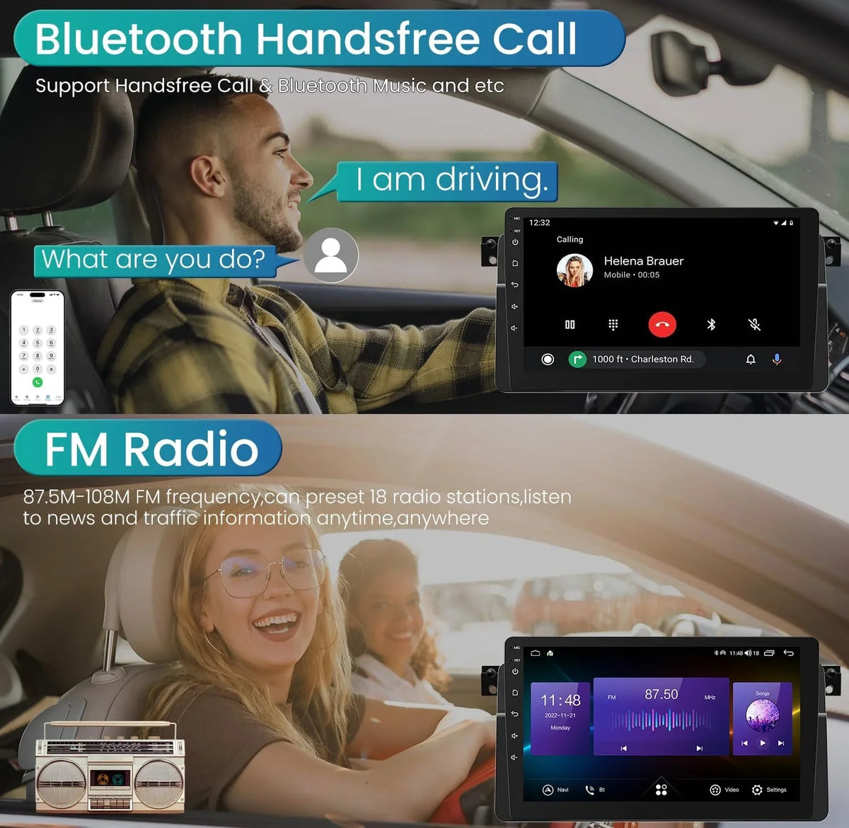 Car AHD Backup Android Inch Core HD Support Android Camera(4G+32GB) 3 GPS 1999-2005, 9 Touchscreen Series 5G 11 Upgrade THONZER FM CarPlay WiFi SWC Bluetooth5.0 1280*800 & Radio for 8 Auto Stereo