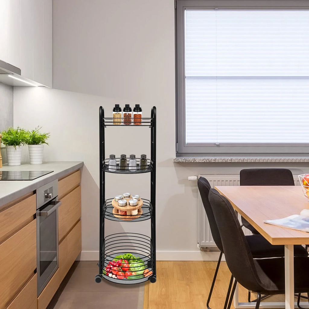 Shelf Utility Cart Kitchen Organizer Rack Trolley Storage Tier 4 Storage Movable