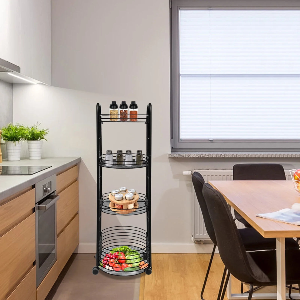 Shelf Utility Cart Kitchen Organizer Rack Trolley Storage Tier 4 Storage Movable