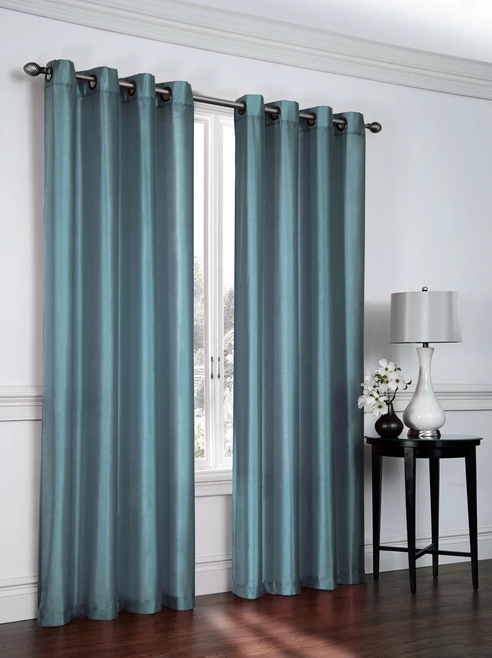 Home Top Panels - Seaside Luxurious Regal Blue Semi Ultra Curtain 2 Grommet Pack: Collections Sheer Shimmer