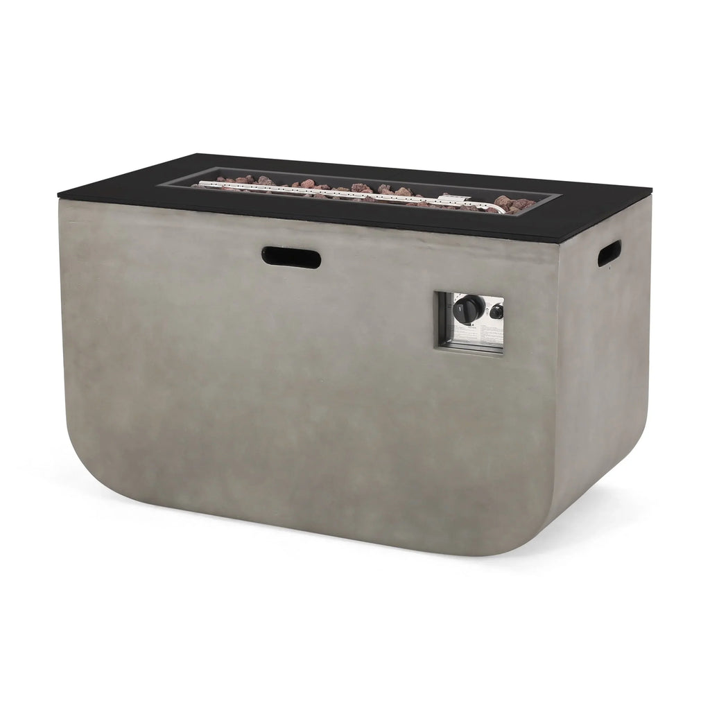 Table exterior Home Lightweight Rectangular Adio BTU and Concrete Christopher Modern 50,000 Pit Ceramic by Fire Knight 40-inch