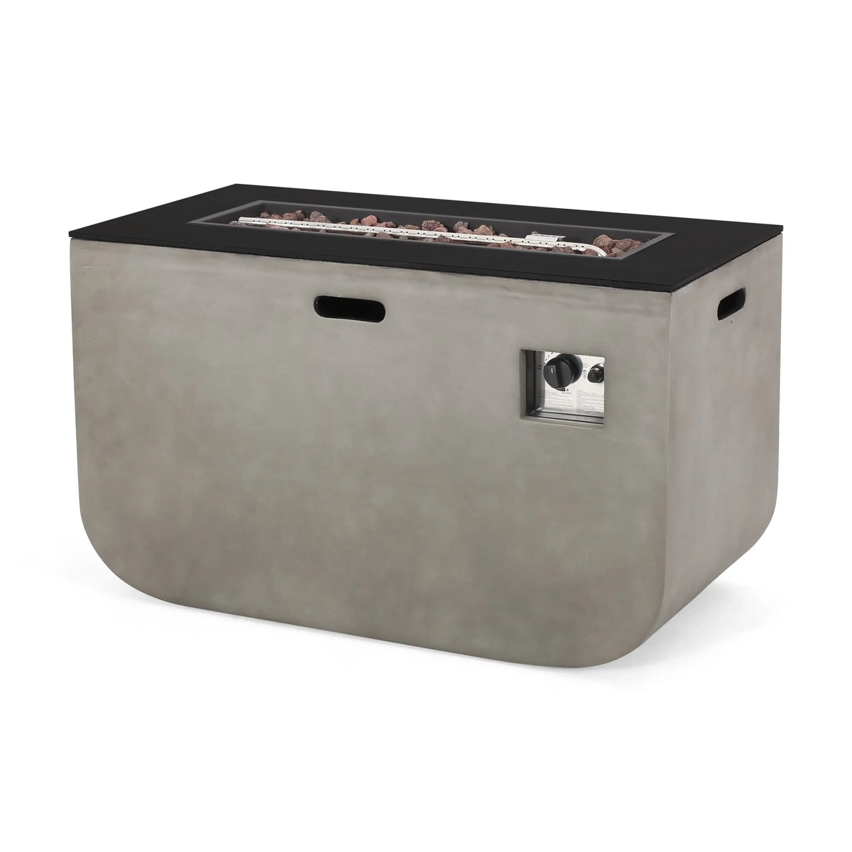 Table exterior Home Lightweight Rectangular Adio BTU and Concrete Christopher Modern 50,000 Pit Ceramic by Fire Knight 40-inch