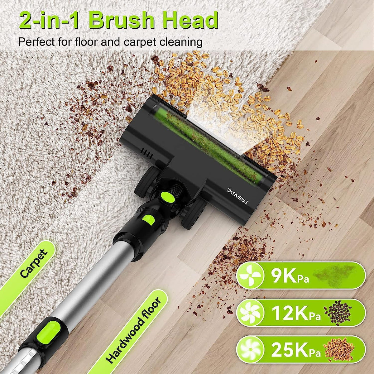 Vacuum Carpet Vacuum Vacuum 6-in-1 Lightweight Cordless Mins, Powerful Floor Cleaner, for Hair 45 Battery and Up Cleaner 28KPa Vacuum Stick Rechargeable Pet to Cordless 2200m-A-h Vacuum, Home