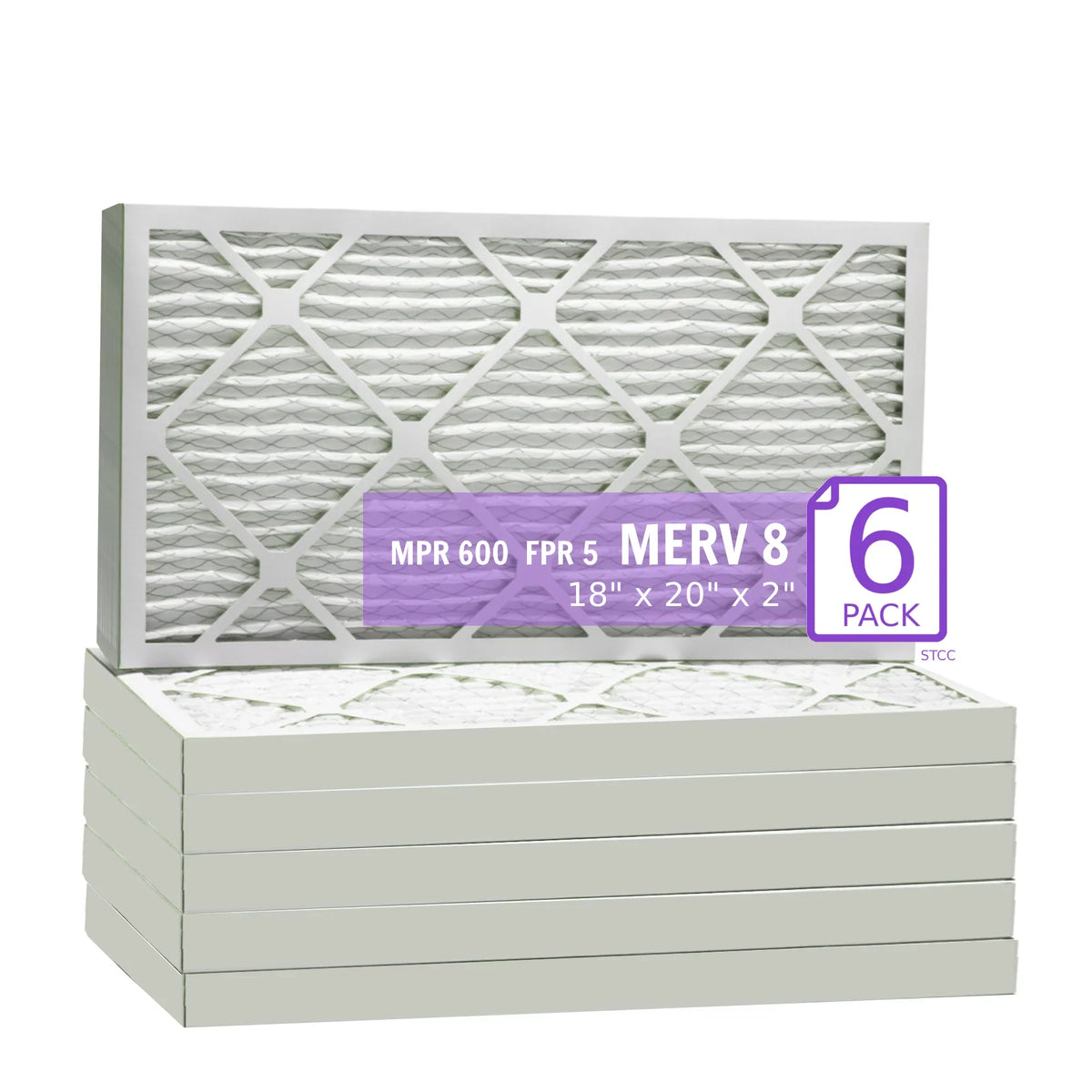 Pack) (6 MERV Surface 8, 18x20x2, Mechanical Purolator Air Extended DMK80 Filter, Pleated