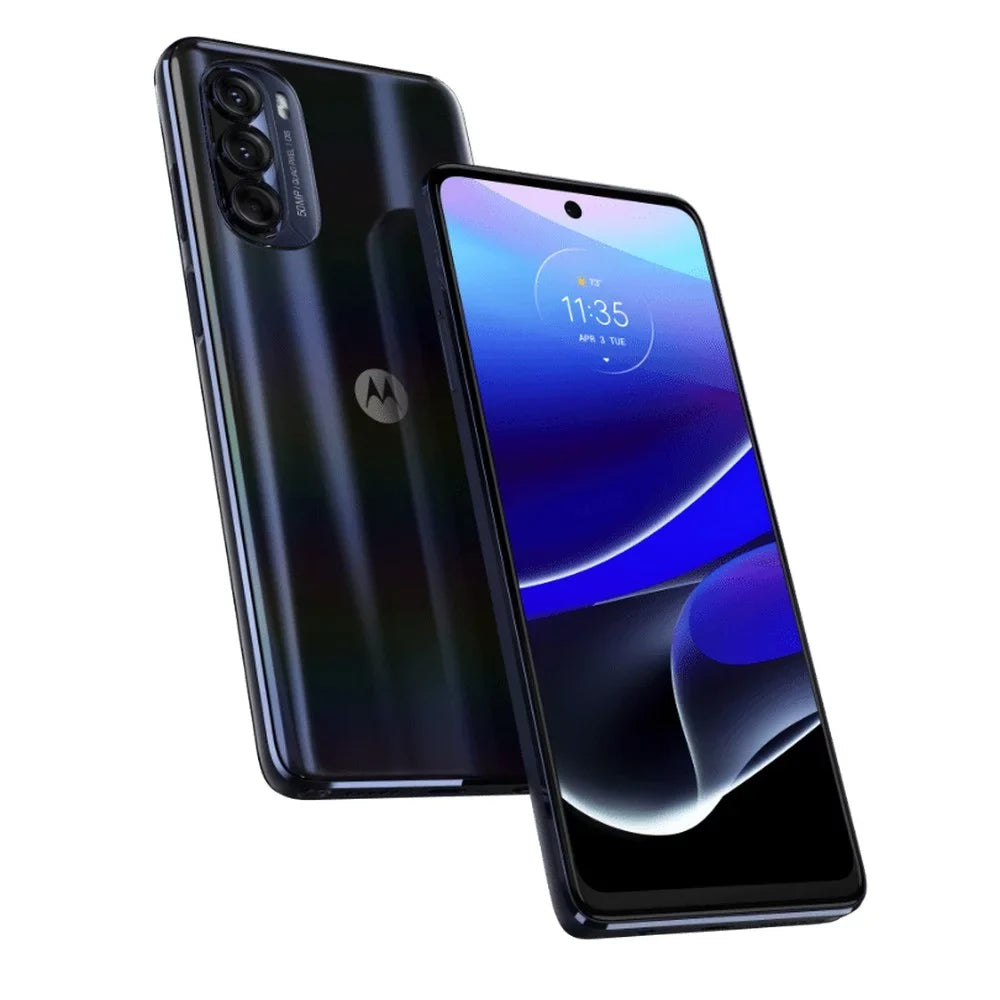 (Refurbished: 5G (2022) Unlocked,128 Moto Storage Blue Smartphone, Pre-Owned Good) GB + Stylus RAM, Fully Motorola GB 4 G Steel