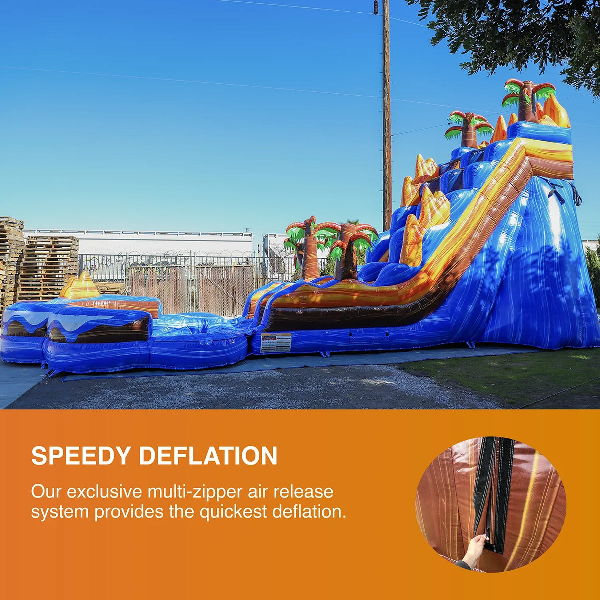 Blower), PVC Commercial with JumpOrange Detachable and Grade Pool Adults Vinyl Waterslide, Inflatable exterior (with for 19' Tall Oasis liquid Kids Slide