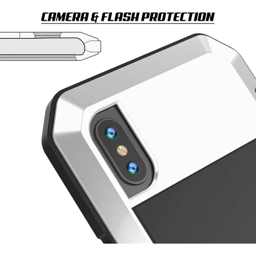 Scratch Max Grade Gorilla (Silver) XS Resistant and Aluminum Protection, Rugged Glass exterior Heavy iPhone Metal Case Military Shockproof Duty Travel