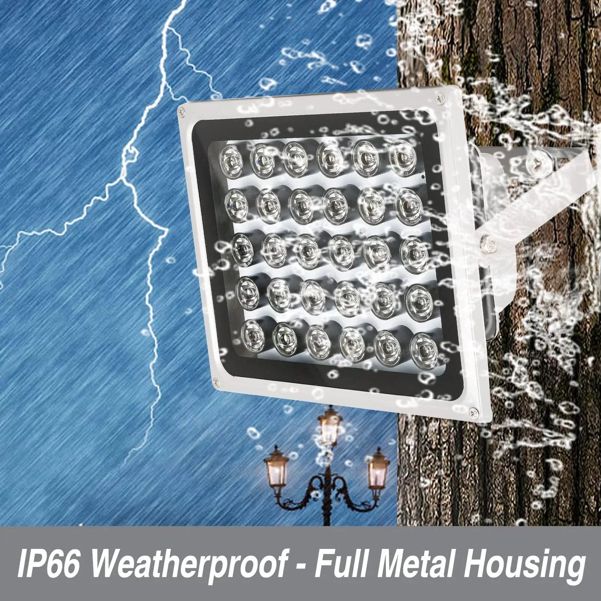 Long Range for Illuminator Hours Metal ON/Off, Camera, Long Infrared 2PCS time to Housing, Light IR Auto 25000 Security 850nm,IR 330ft/100m,30-LEDs up Life to Waterproof, up