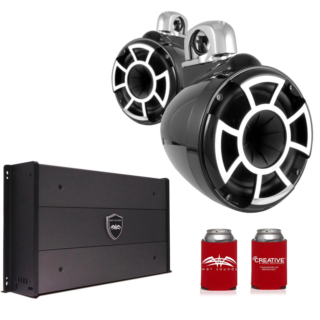 8" Steel with Stainless Fixed Mini & Speakers Clamps Sounds REV8B-FMINI Watt 1200 SYN-DX2.3 Black Amplifier Tower Wet