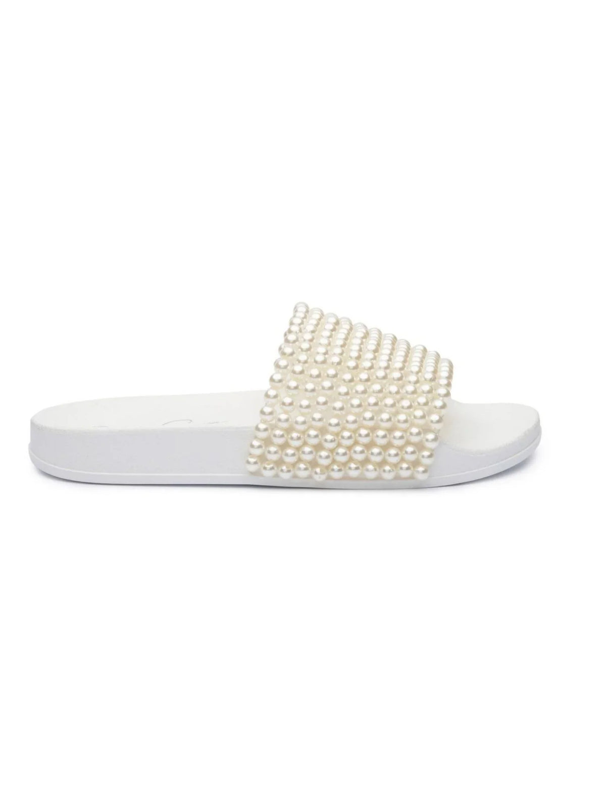 SIMPSON Saycie Beaded On Shoes Ivory Slip Sandals Pool Round Slide M 8 Toe Slide JESSICA Womens