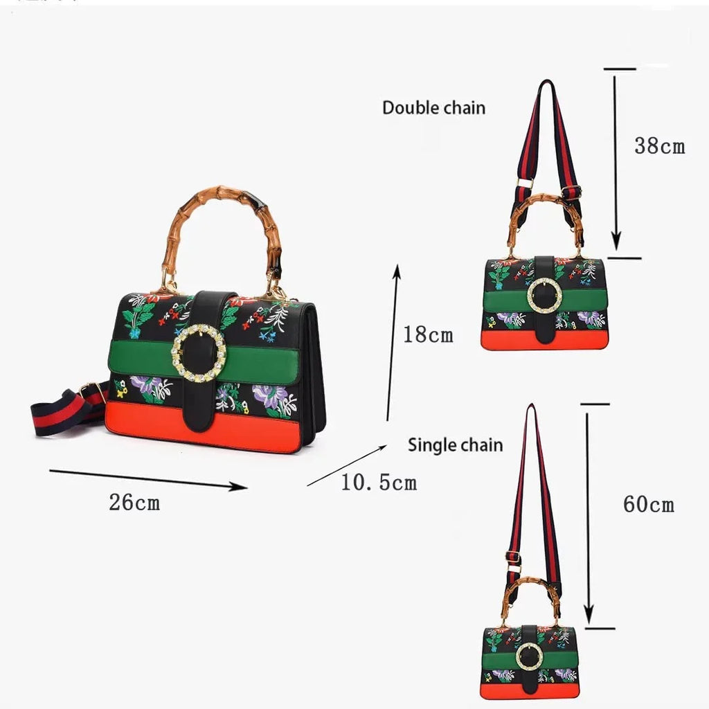 handle Detachable shoulder bag Shoulder women with Bamboo strap Vintage top Handbag wide Trendy Satchel bags Bags crossbody for Asge Medium