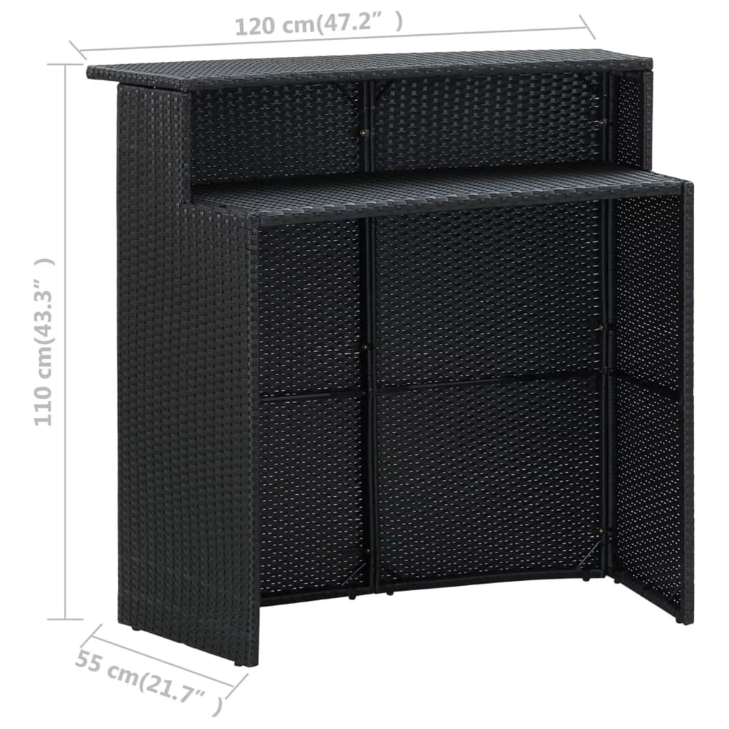 Anself Cushioned with Dining Backyard, 4 Bistro, and Garden Chairs Pub, Black Piece Set Terrace, for Rattan Shelf Stool Poly Bar Table Storage exterior 5 Patio Set