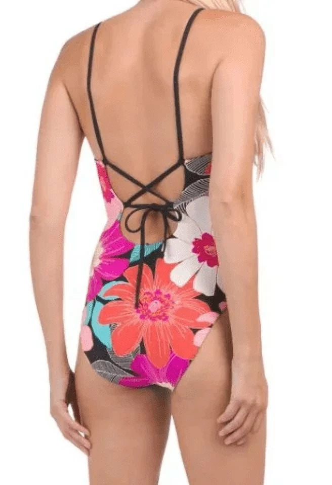 Plunge La Swimsuit, Women's Piece Full Multi//in Blanca One Bloom, Knot 6 Front