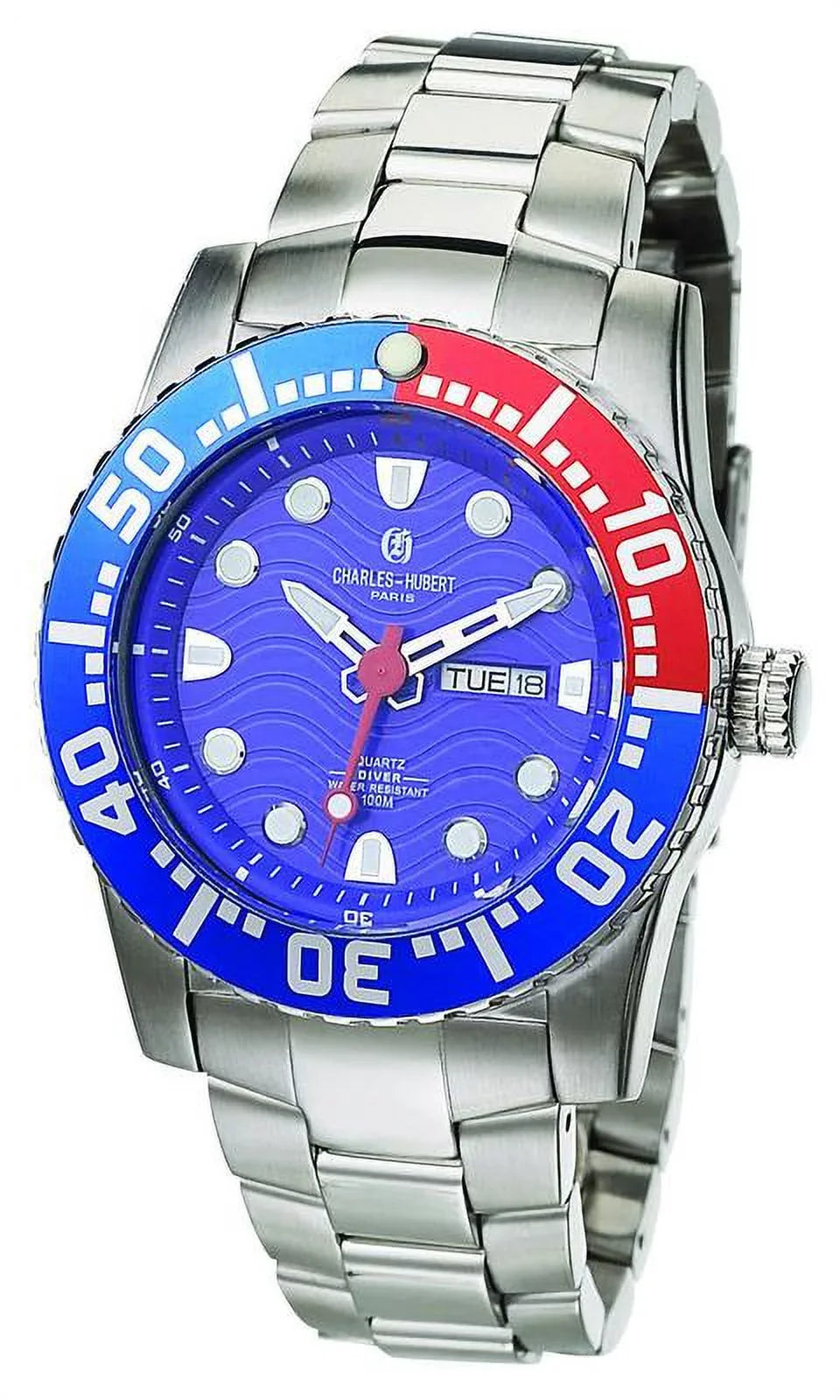 Watch #3779-EM Mens Steel Charles-Hubert- Stainless Paris Quartz