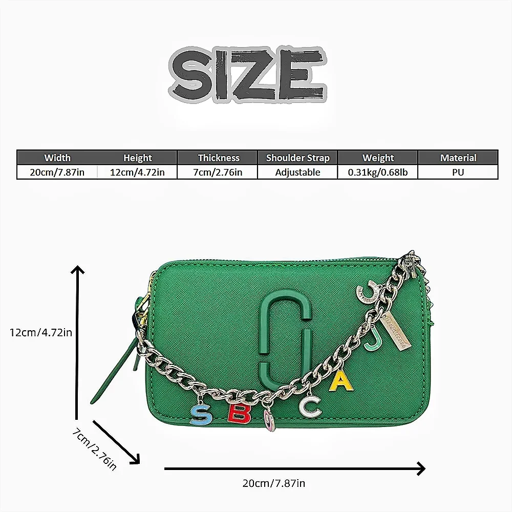 with Cross body Leather Snapshot Bag Logo Strap Chain Purple Women's