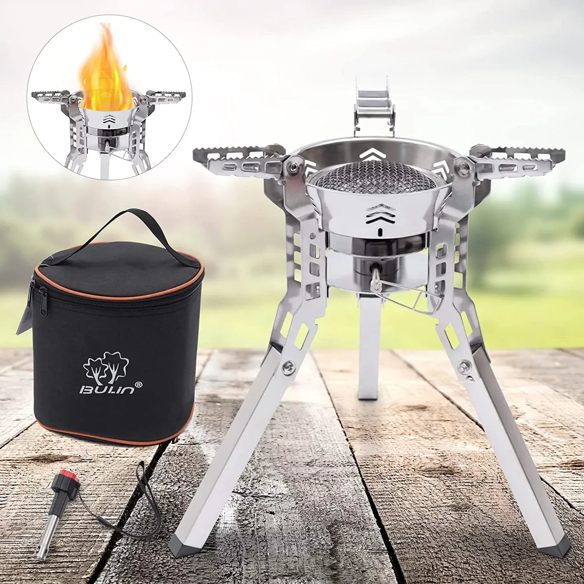 for Hiking Piezo Stove Ignition exterior Small with Camping Barbecue Portable Travel Backpack Burner Stoves Cooking Miumaeov Camping
