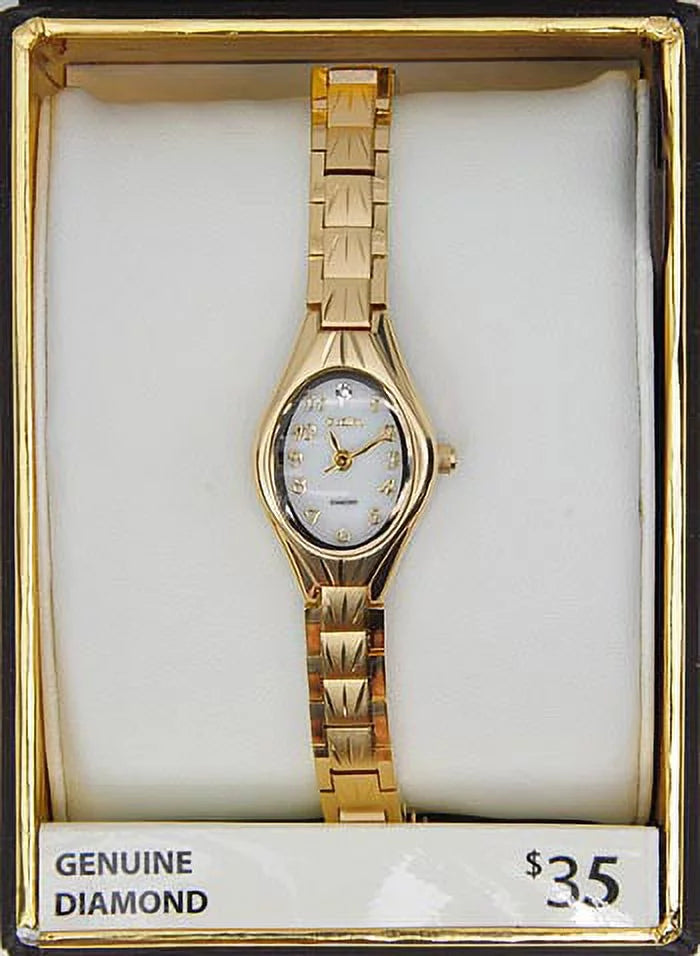 Adult Elgin Watch Analog Gold Stainless Female in Dial Steel(EG9759) Oval with