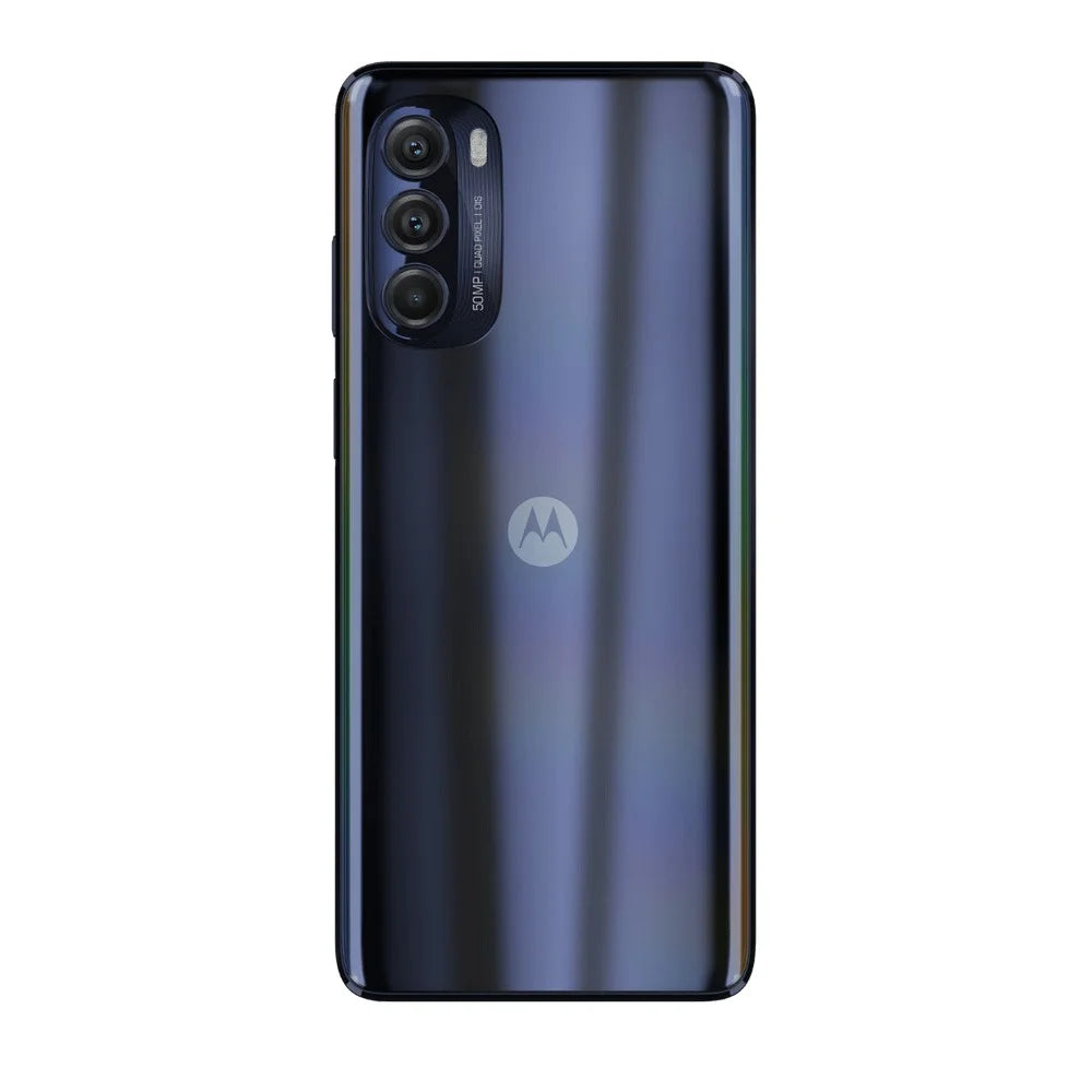 (Refurbished: 5G (2022) Unlocked,128 Moto Storage Blue Smartphone, Pre-Owned Good) GB + Stylus RAM, Fully Motorola GB 4 G Steel
