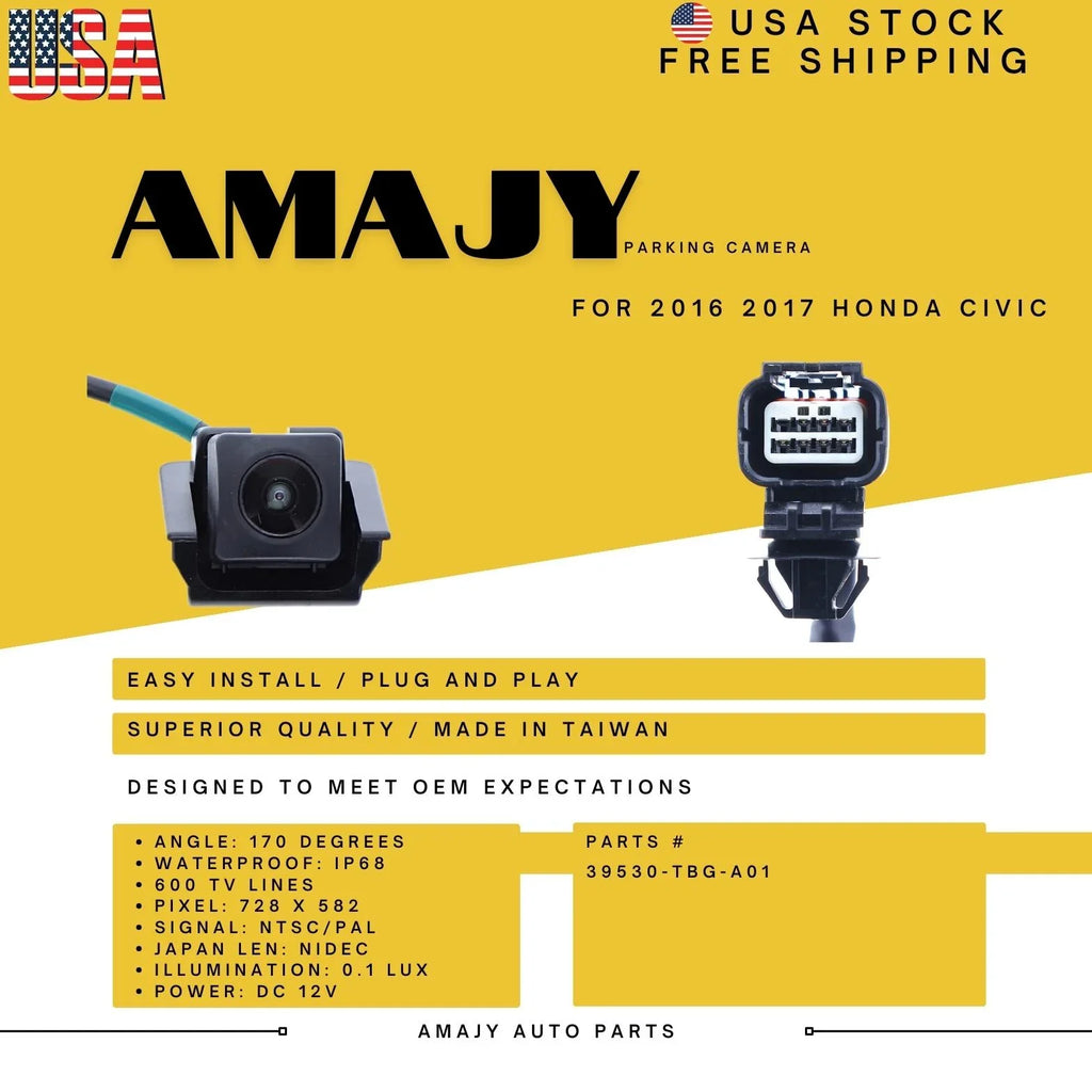 Camera CIVIC Replaces Honda 39530-TBG-A01 Backup for 16-17