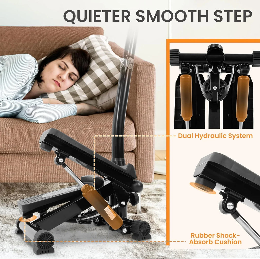 Signature Handle with Stepper with Without or Stair Stepper Bands, Adjustable Resistance Fitness Stepping Machine Mini