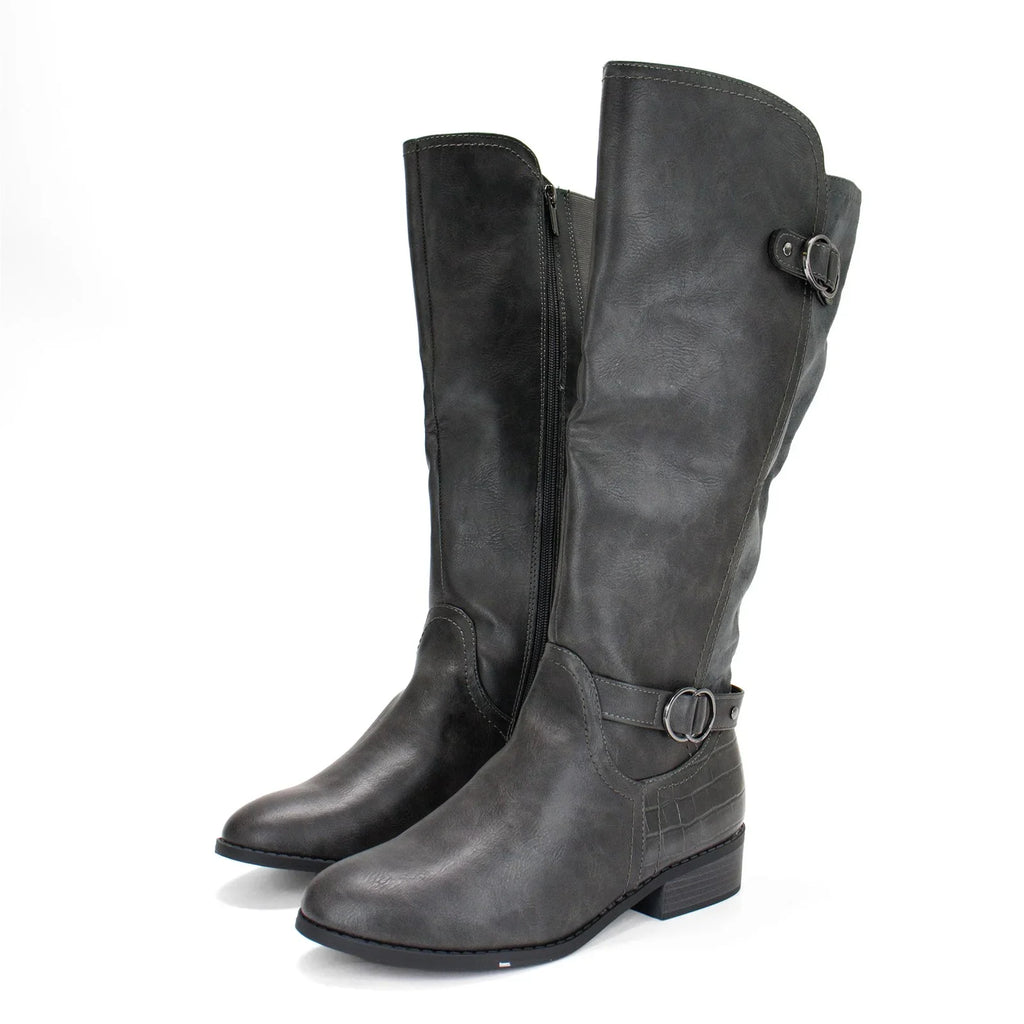 Women's Grey,8 US Scott M Extra Leandraa Calf Karen Riding Boot, Wide