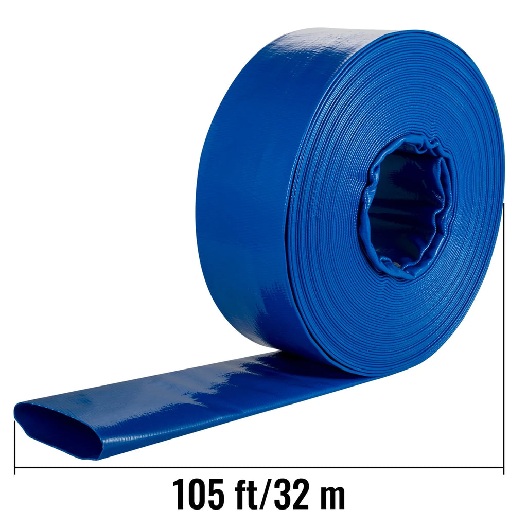 105', Backwash with Burst-proof, VEVOR 3" Hose, for x PVC Flat Swimming Ideal & Duty liquid Transfer, Hose, Blue Lay Clamps, Heavy climate-proof Fabric Hose Discharge & Drain Pool