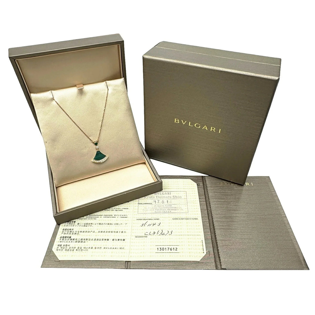 Pendant BVLGARI K18PG Dream Gold (Good) Diva Ladies Pink Bvlgari Necklace Pre-Owned 7.3g Malachite D0.28ct Diamond
