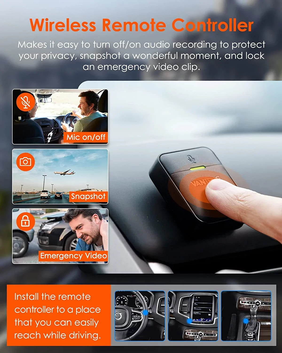 512GB GPS 1944P+1944P Control, Camera, Dash Cam Voice 2.5K Front E2 Motion Buffered with Vision, Detection, Car & Parking Night Mode, WiFi, 5G Dual Rear Capacitor, and Enhanced 24hrs Vantrue Support