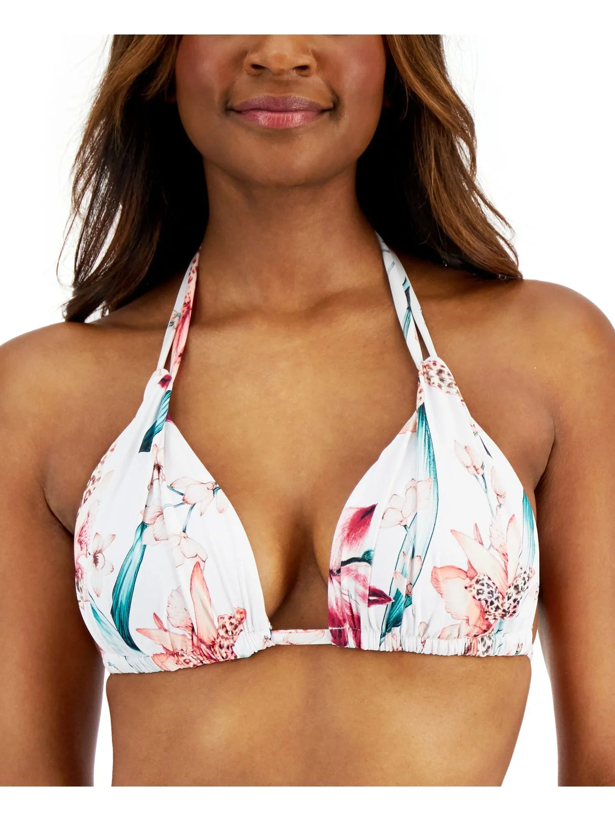 Flyaway Printed Top, 4 La US Blanca CARIBBEAN Bikini WHITE Halter Swim CURRENT