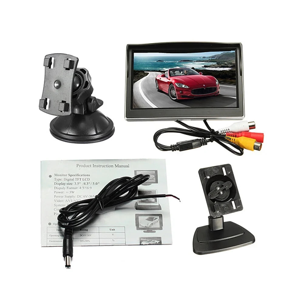 for LCD TFT inch Color (Black) Rear Backup Car Mirror Reverse Camera Kit DVD Car 5 View Monitor